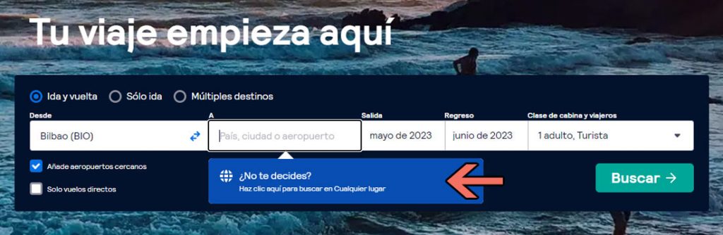 Vuelos baratos a cualquier destino con Skyscanner