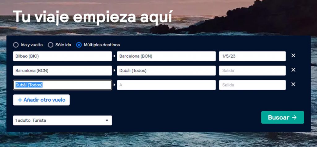 Búsqueda de múltiples destinos con Skyscanner