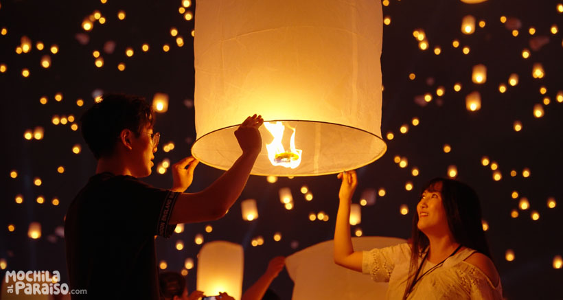 Farolillos voladores de Chiang Mai